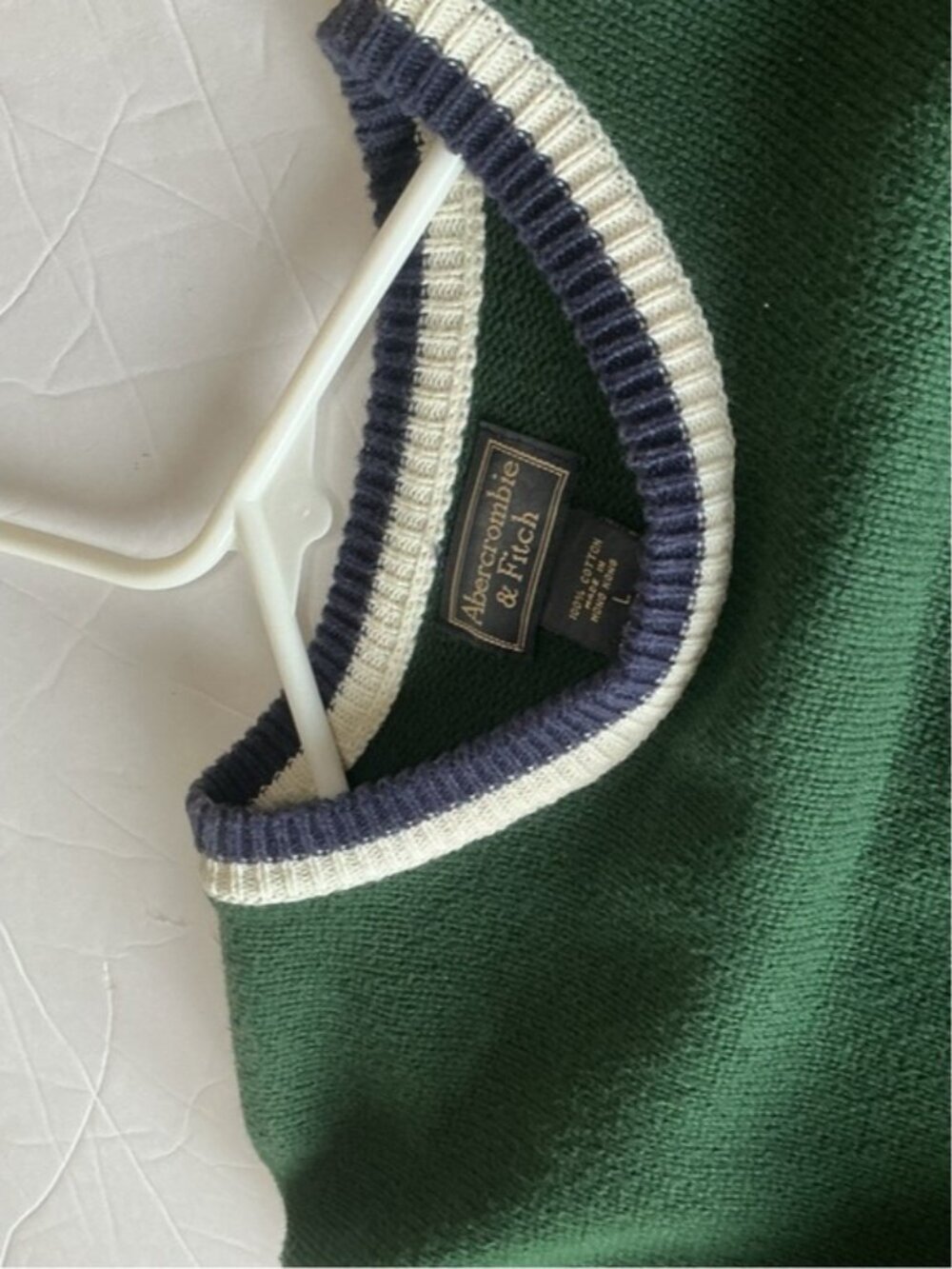 Vintage Y2K Green & Navy Crewneck Sweater with Contrast ribbed Side Panels - Picture 7 of 13